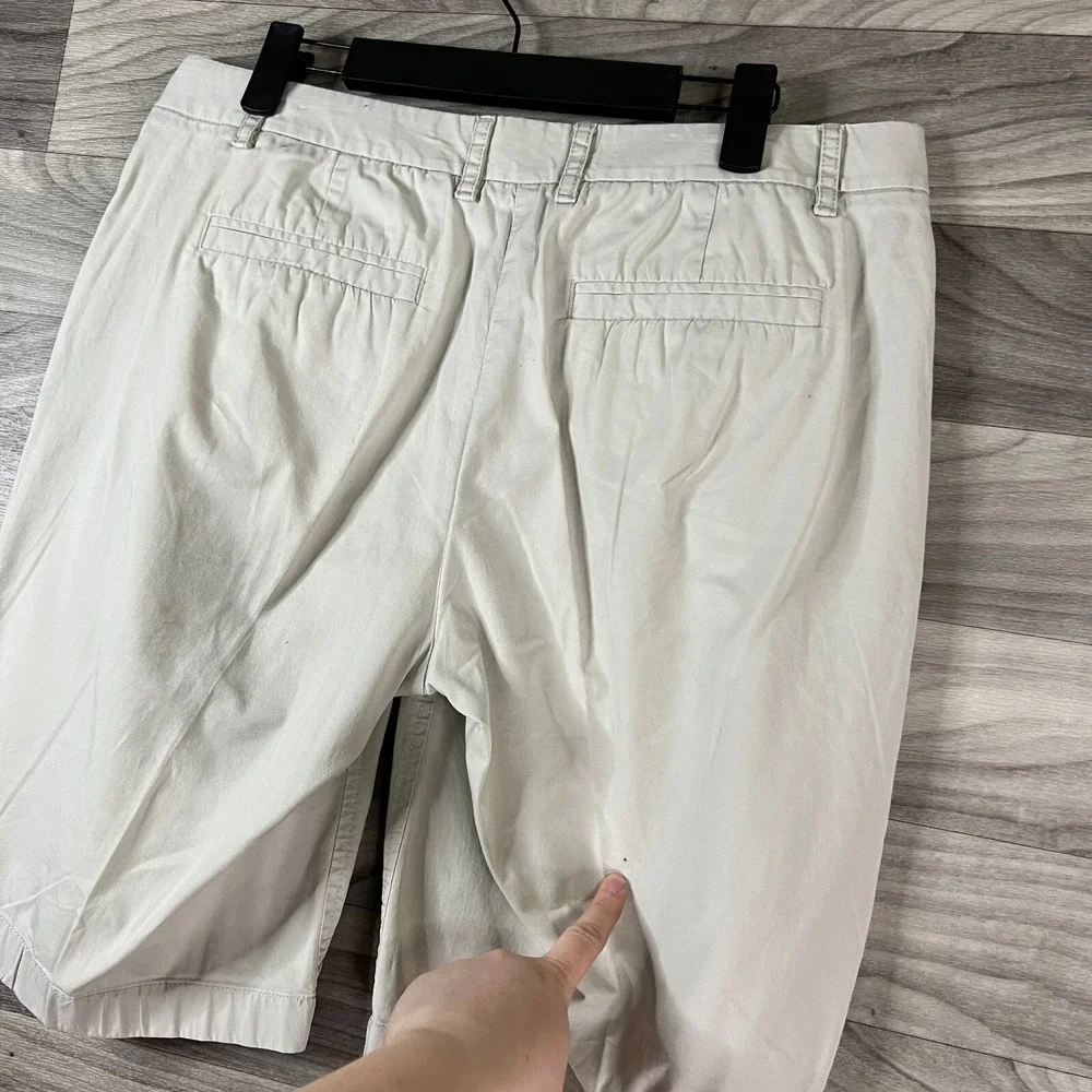 J.Crew Chino‎ Shorts Mens 32 Beige Khaki Stretch Flat Front Pockets Zip Casual